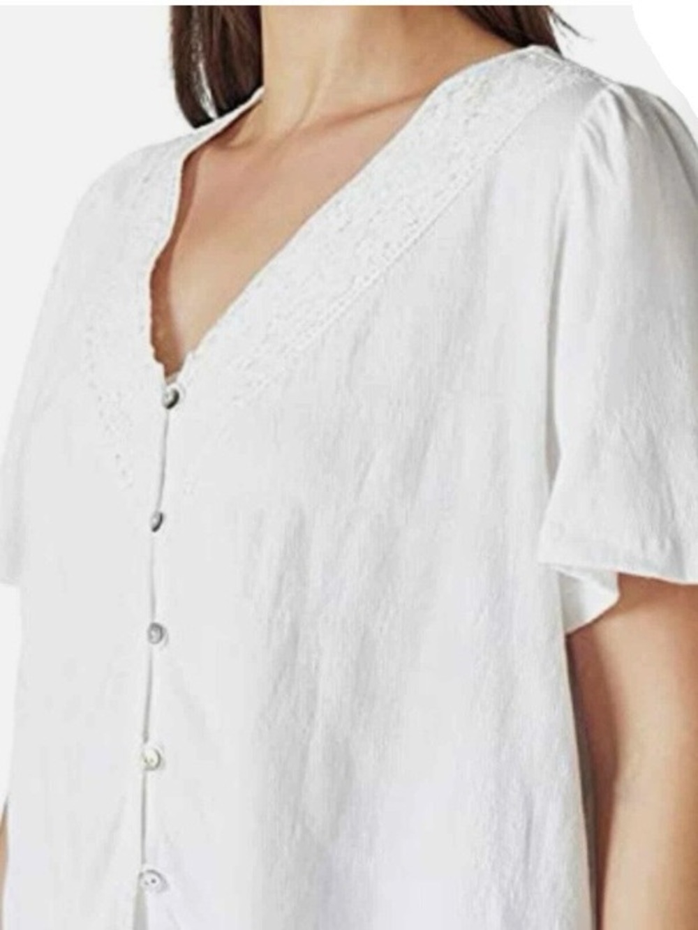 Lucky Brand Lace Button Front Boho Blouse